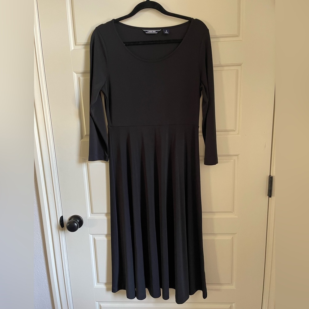 Lands’ End 3/4 Sleeve Matte Jersey A-line dress - Picture 2 of 4